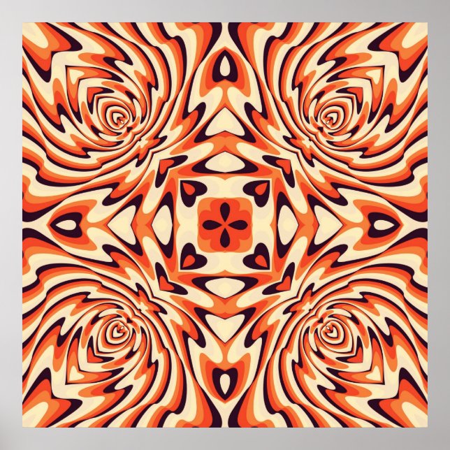 Poster Colorful Retro Floral Seamless (Devant)