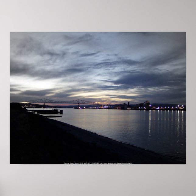 Poster columbia river, lewis and clark bridge, coucher du (Devant)