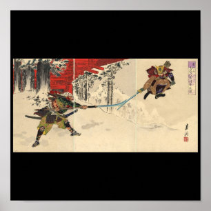 Poster Combat de Samurai dans la neige vers 1890