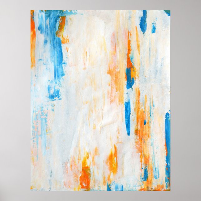 Poster 'Come Closer' Art Turquoise et Orange Abstrait (Devant)