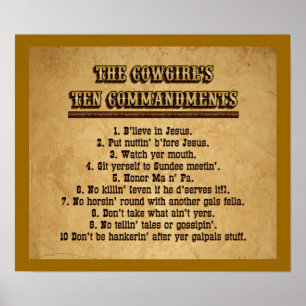 Poster Commandements de la cow-girl Dix