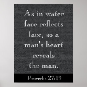 Poster Comme dans l'eau - Proverbes 27:19 - art