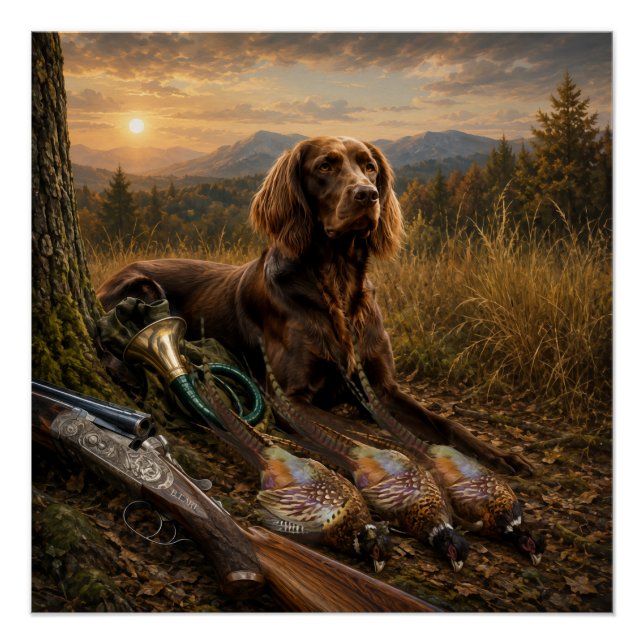 Poster Compagnon de chasse Pointer allemand à poil long (Devant)