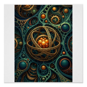 Poster Complexe à bille mécanique Steampunk engrenage vor