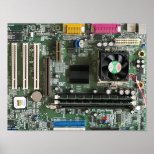 Poster Composants électroniques vieille carte mère