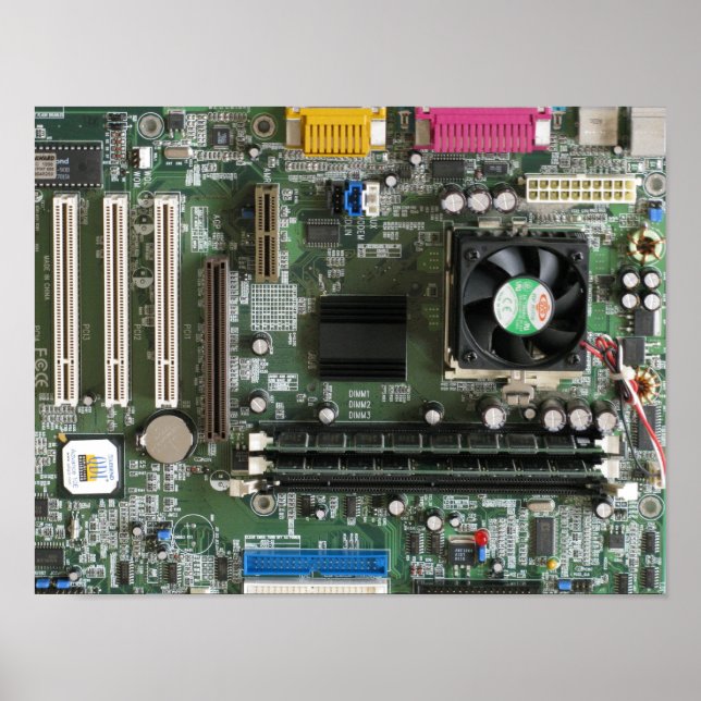 Poster Composants électroniques vieille carte mère (Devant)