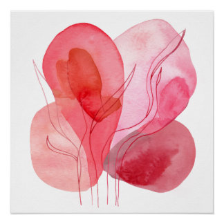 Poster Composition Abstraite en aquarelle rose