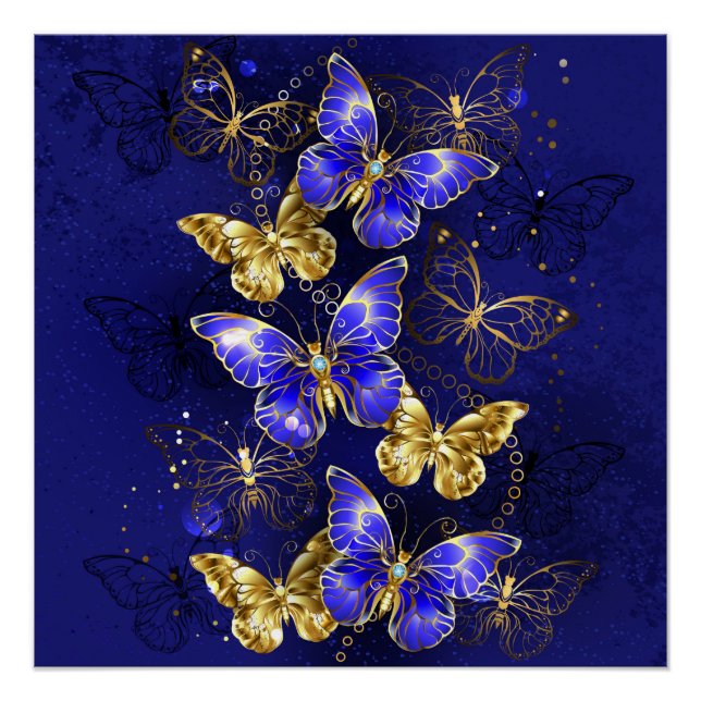 Poster Composition avec papillons Sapphire (Devant)