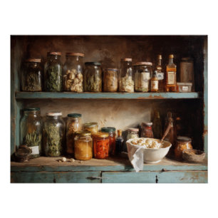 Poster Composition de nature morte d'étagère d'apothicair