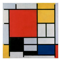 Composition de Piet Mondrian Rouge Jaune Bleu Impr