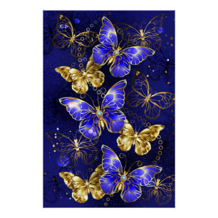 Poster Composition with Sapphire Butterflies