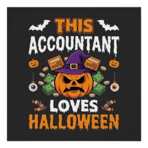 Poster Comptable Aime Halloween Citrouille Comptable Desi