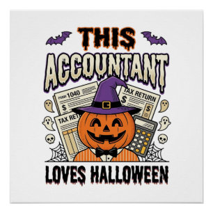 Poster Comptable d'Halloween Drôle Saison fiscale effraya