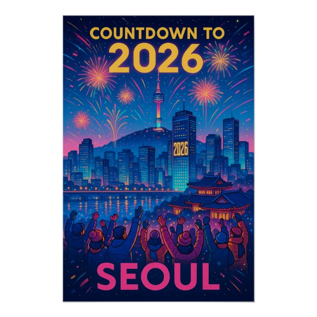 Poster Compte à rebours jusqu'en 2026 à Séoul, Corée du S (Devant)