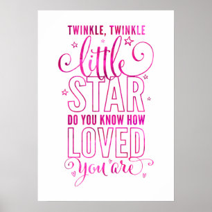 Poster COMPTINE twinkle, twinkle little star rose