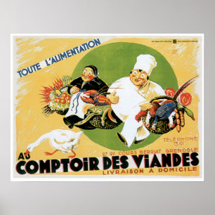Poster Comptoir Des Viandes Aliments Vintages Et Art Art