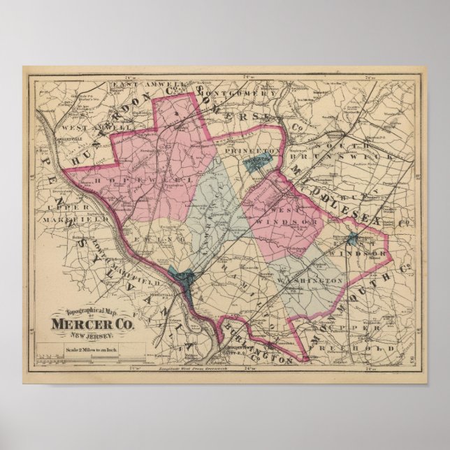 Poster Comté de Mercer, NJ (Devant)