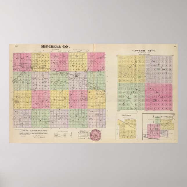 Poster Comté de Mitchell, Cawker City, Simpson, Kansas (Devant)