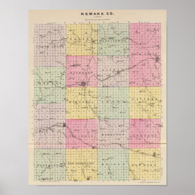 Poster Comté de Nemaha, Wetmore et Corning, Kansas (Devant)