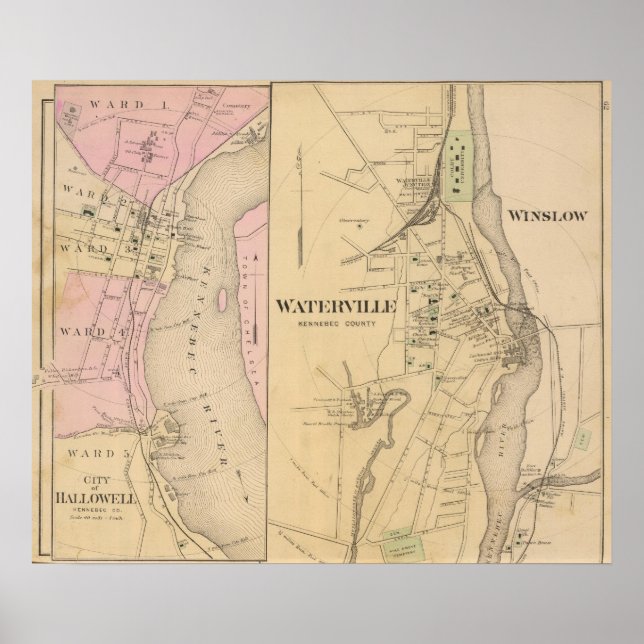 Poster Comté de Waterville, Kennebec (Devant)