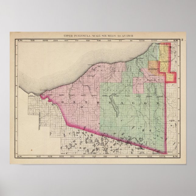 Poster Comté d'Ontonagon Michigan (Devant)