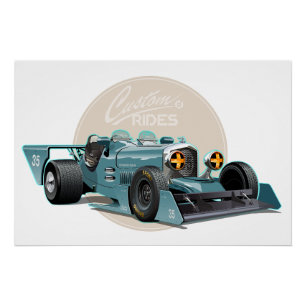 Poster Concept de voiture de course rétro personnalisée