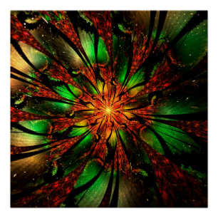 Poster Conception Abstraite des fleurs fractales.