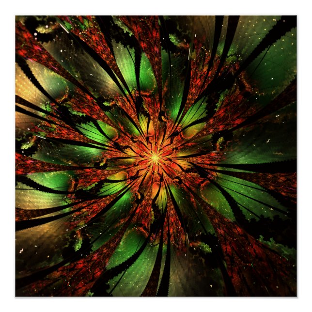 Poster Conception Abstraite des fleurs fractales. (Devant)