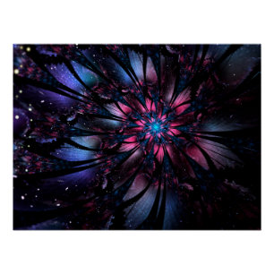 Poster Conception Abstraite des fleurs fractales.