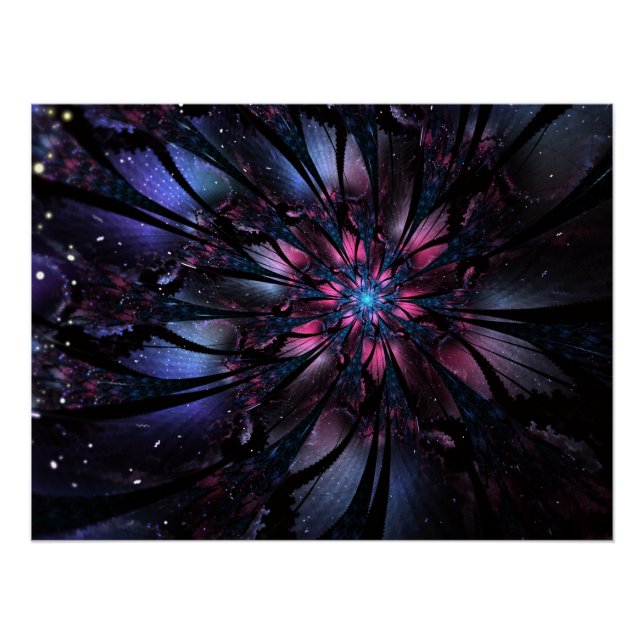 Poster Conception Abstraite des fleurs fractales. (Devant)