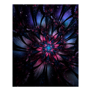 Poster Conception Abstraite des fleurs fractales.