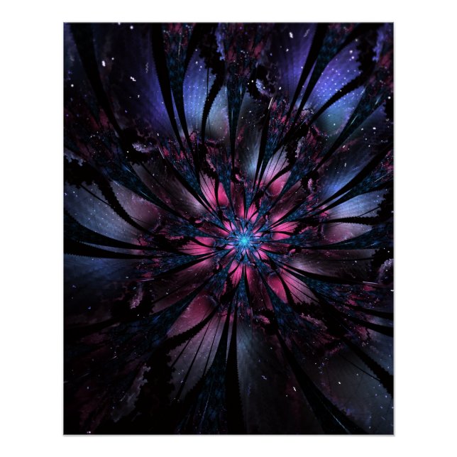 Poster Conception Abstraite des fleurs fractales. (Devant)