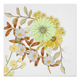 Poster Conception artistique de coloriage de fleurs Flora