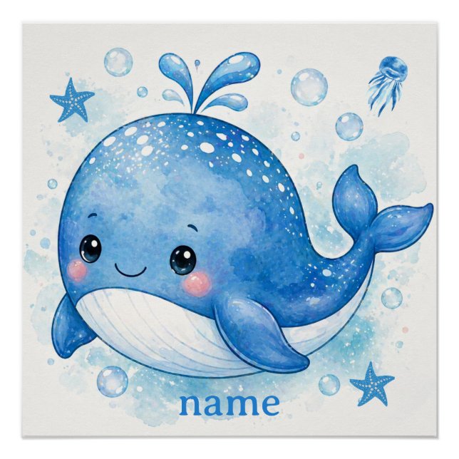 Poster conception de baleine mignonne kawaii (Devant)