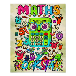 Poster Conception de calculatrice mignonne de rockstar de
