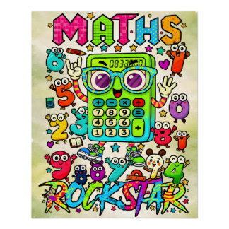 Poster Conception de calculatrice mignonne de rockstar de