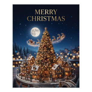Poster Conception de carte de vœux de village de Noël mag