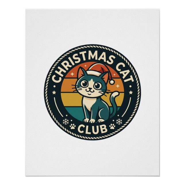 Poster Conception de chat de Noël chaton mignon - Club de (Devant)