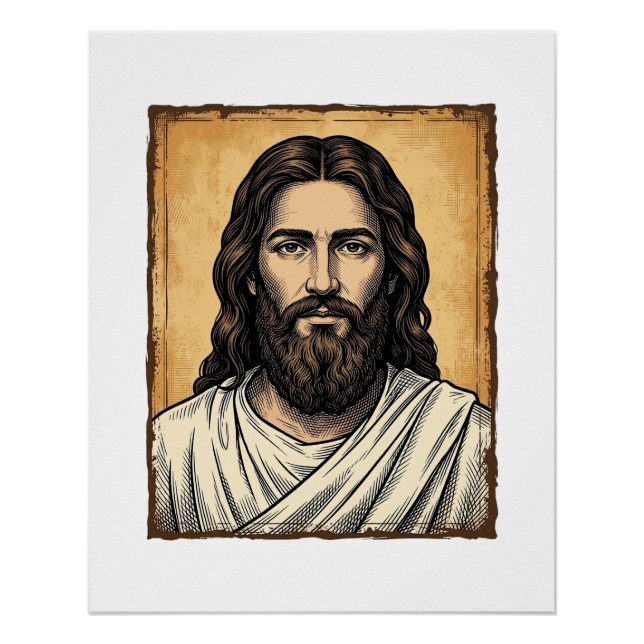 Poster Conception de chemise à portrait religieux gravé v (Devant)
