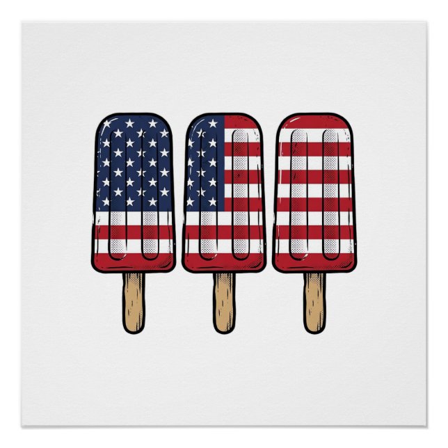 Poster Conception de chemise de drapeau de popsicle patri (Devant)