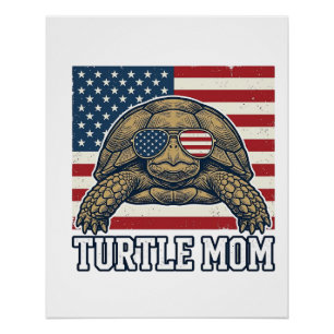 Poster Conception de chemise pour maman tortue patriotiqu