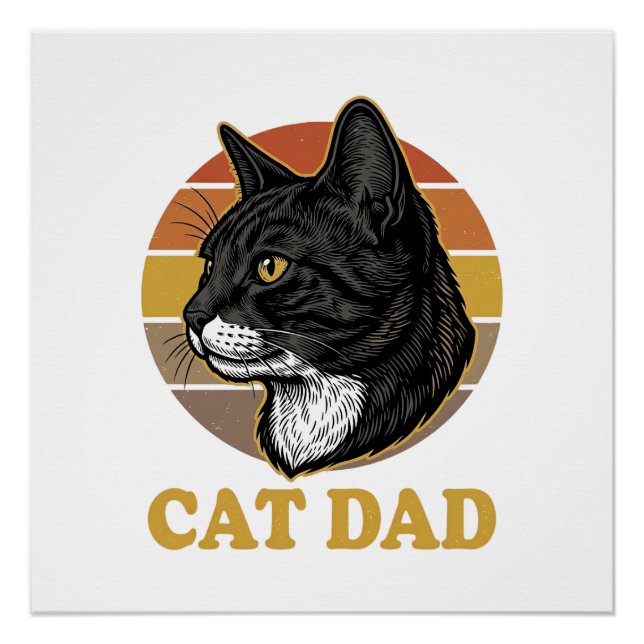Poster Conception de chemise pour papa de chat rétro Vint (Devant)