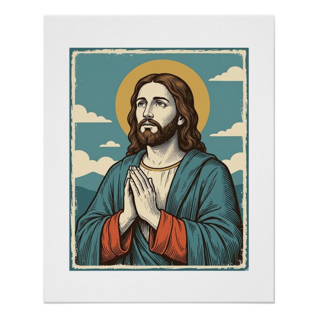 Poster Conception de chemise religieuse Sauveur priant vi (Devant)