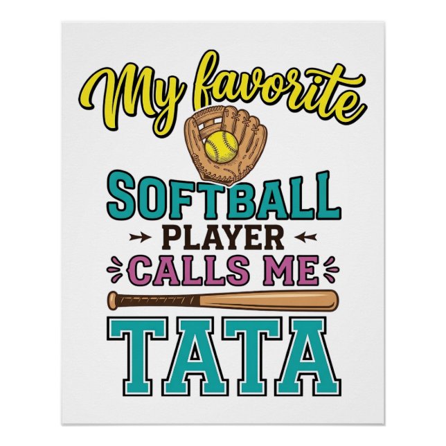 Poster Conception de chemise TATA Mon joueur de softball  (Devant)