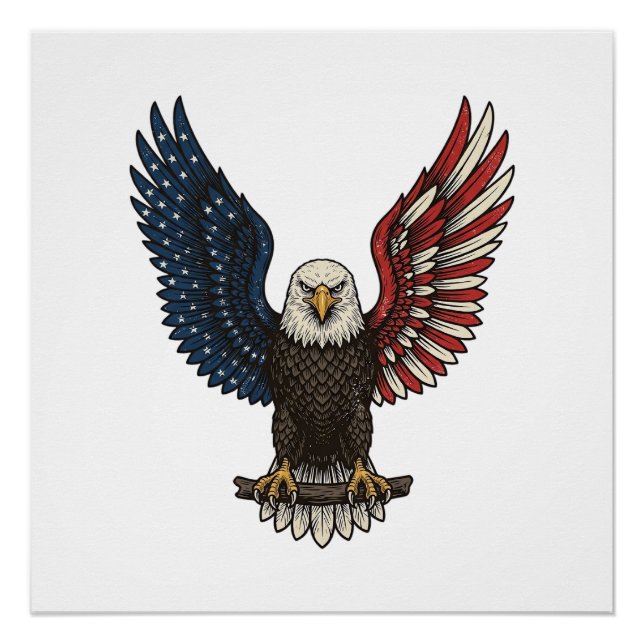 Poster Conception de chemise vectorielle aigle patriotiqu (Devant)