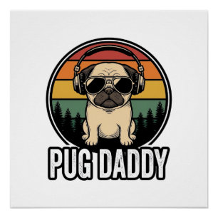 Poster Conception de chemise vectorielle pour chien Pug D
