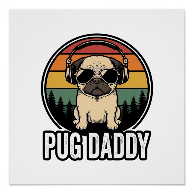 Poster Conception de chemise vectorielle pour chien Pug D (Devant)