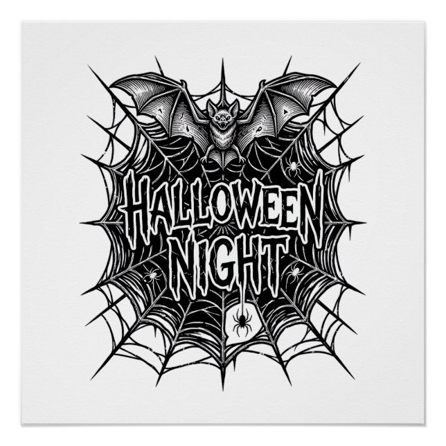 Poster Conception de chemise vintage Halloween Night Bat  (Devant)