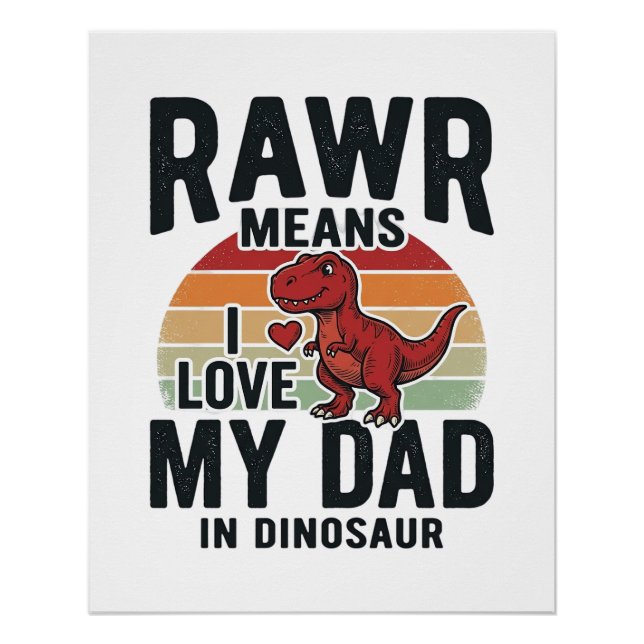 Poster Conception de chemise vintage Papa dinosaure drôle (Devant)