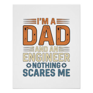 Poster Conception de chemise vintage Papa Ingénieur Rien